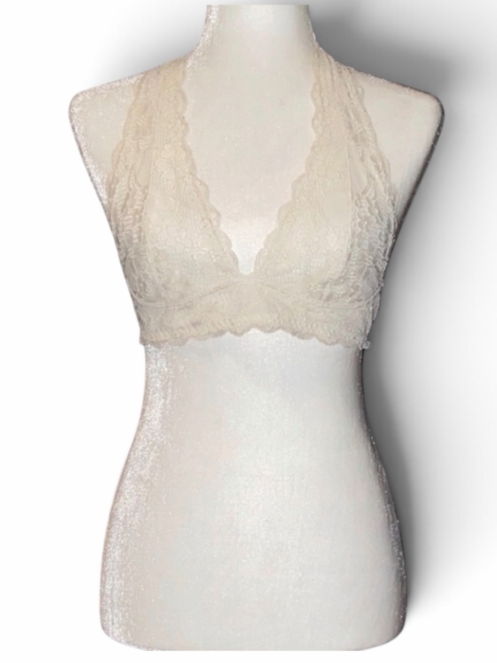 Women's Free People Cream Lace Halter Bralette Large